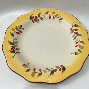 Better Homes And Gardens Deep 1 Dinner Plate 11 Inches Round Scalloped Brown Rim